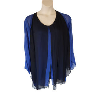 Shamask Black/Blue Silk Blouse L